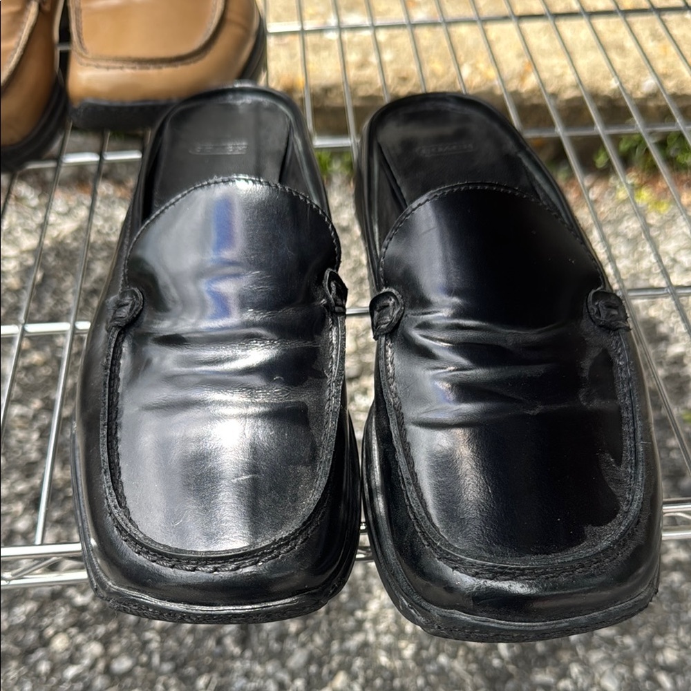Coach Black Leather Slip-On Loafers